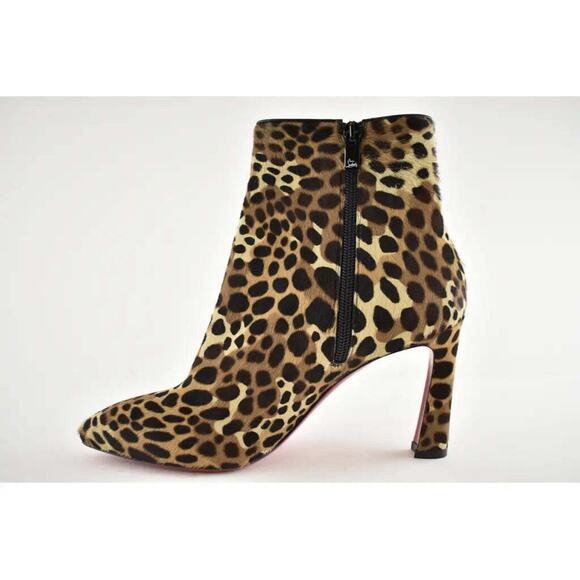 Christian Louboutin So Eleonor 85 Black Brown Leopard Pony Ankle Heel Boot 38.5 - Picture 8 of 11